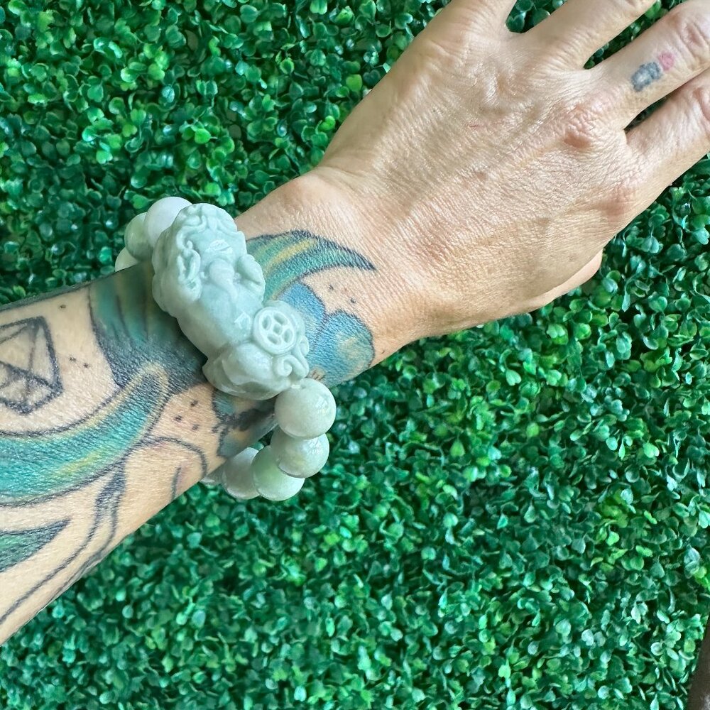Carved Pixiu Natural Jade Bracelet